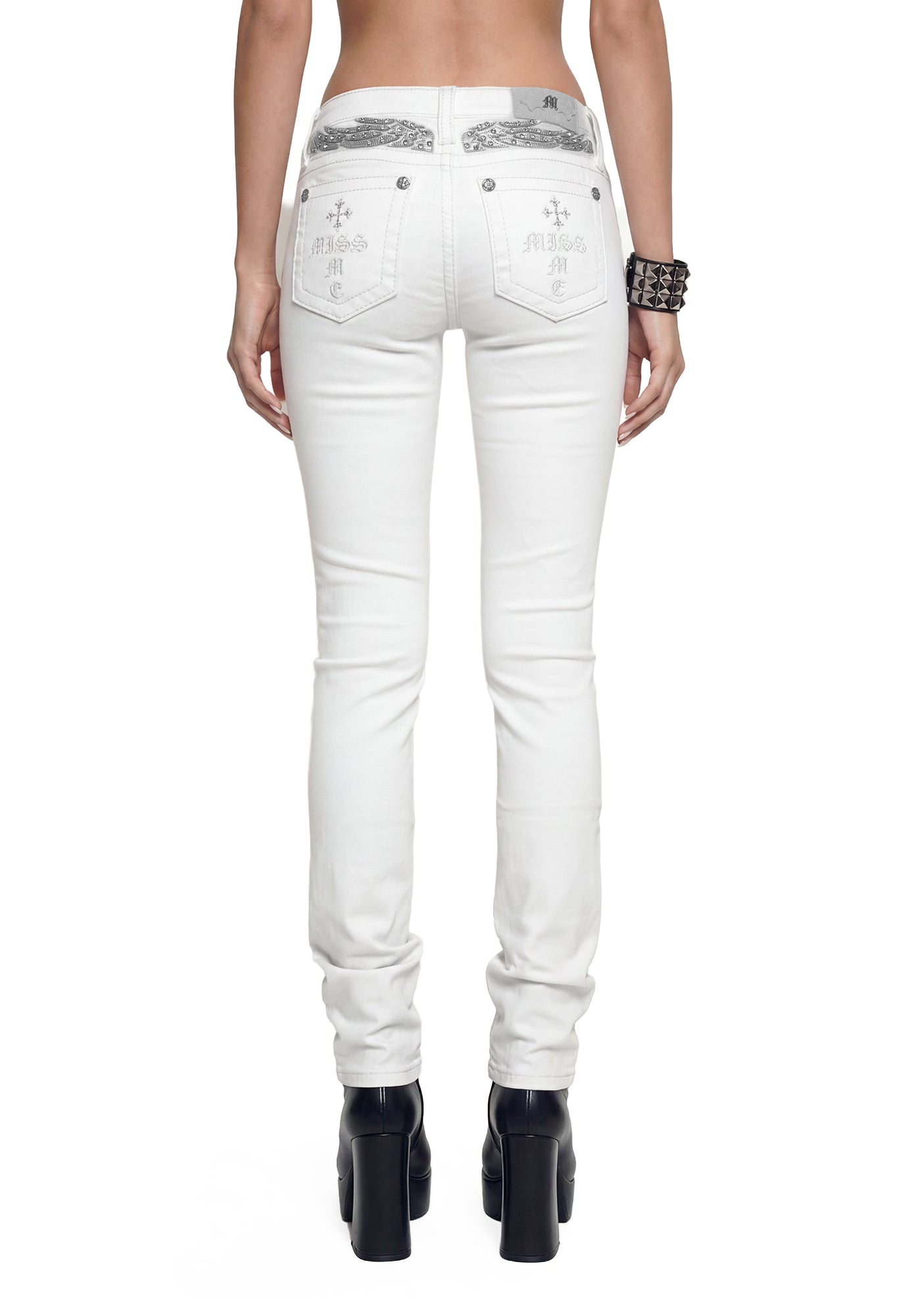 Gabbriette Low Rise Bootcut Jeans - White - Image 2
