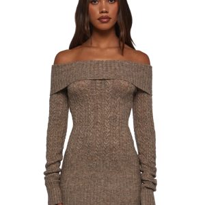 Manifest It Off The Shoulder Sweater Mini Dress