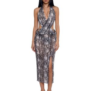 Exotic Isle Coverup Midi Dress -Black/White