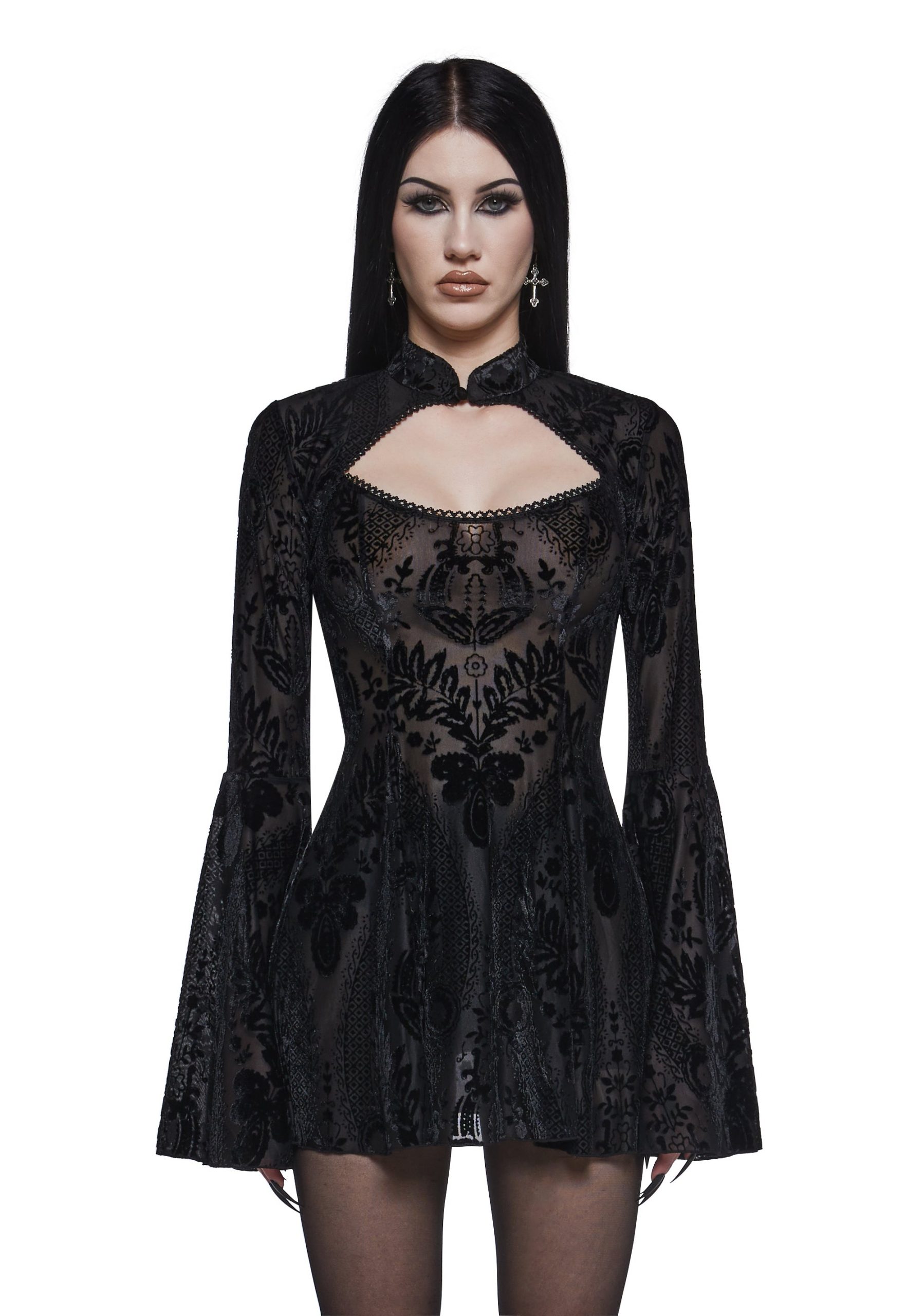 Druid's Sister Mini Dress And Shrug Set - Black