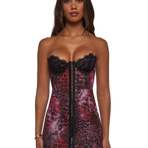 Captivating Gazes Slip Dress - Pink Leopard