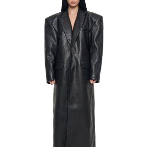 Leather Elongated Blazer Coat