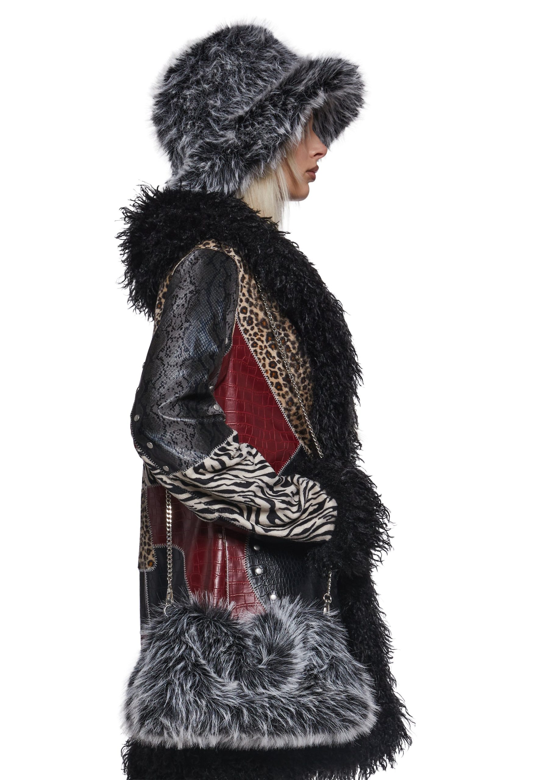 Arctic Noir Faux Fur Bag And Hat Set - Image 3