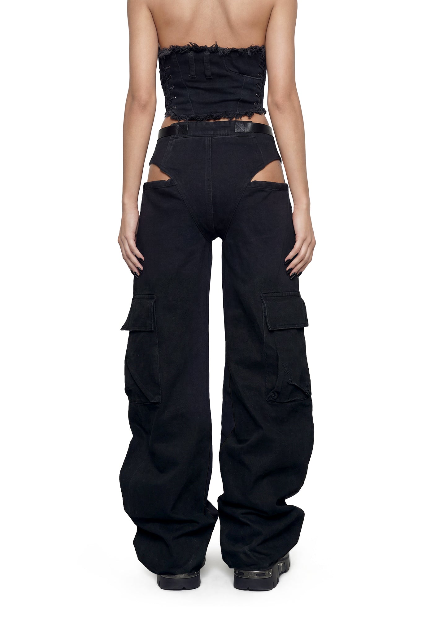 Denim Panty Trousers - Black - Image 3