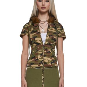 Texting U Camo Hoodie Mini Dress