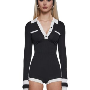 Preppy Femme Collared Romper