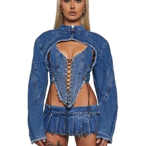 XTC Denim Choker Jacket - Blue