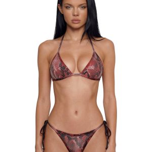 Exotic Isle Sequin Triangle Bikini Set - Red