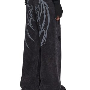 Death Rock Wings Wide Leg Sweatpants