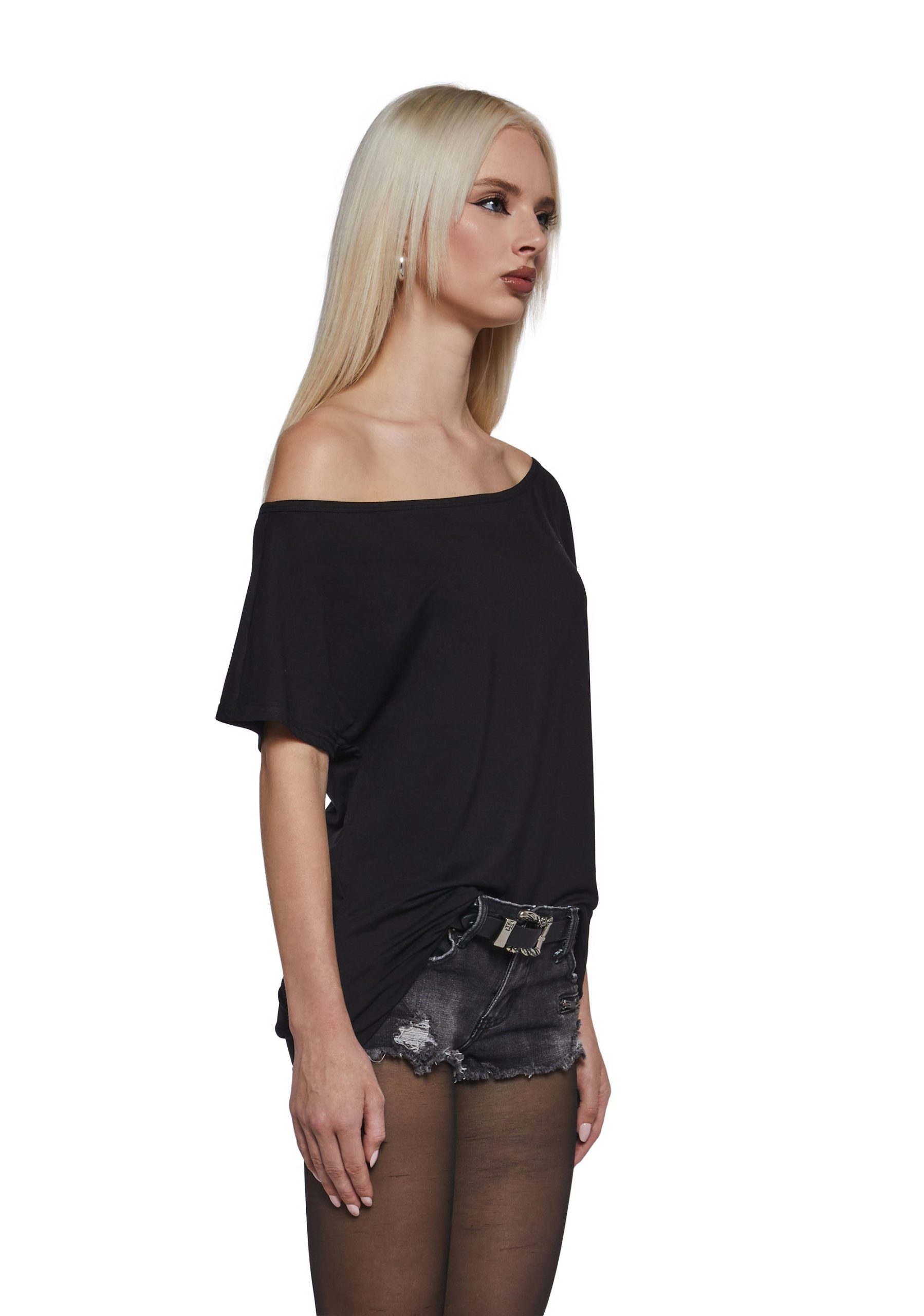 Flirting Over Oversized Tee - Black - Image 3