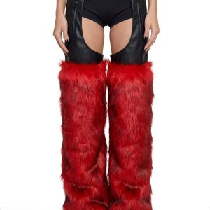 Faux Fur Chaps - Red