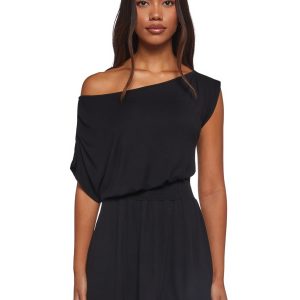 Crush Damage Off The Shoulder Dress - Black