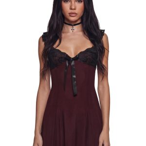 Double Date Mini Dress - Dark Red