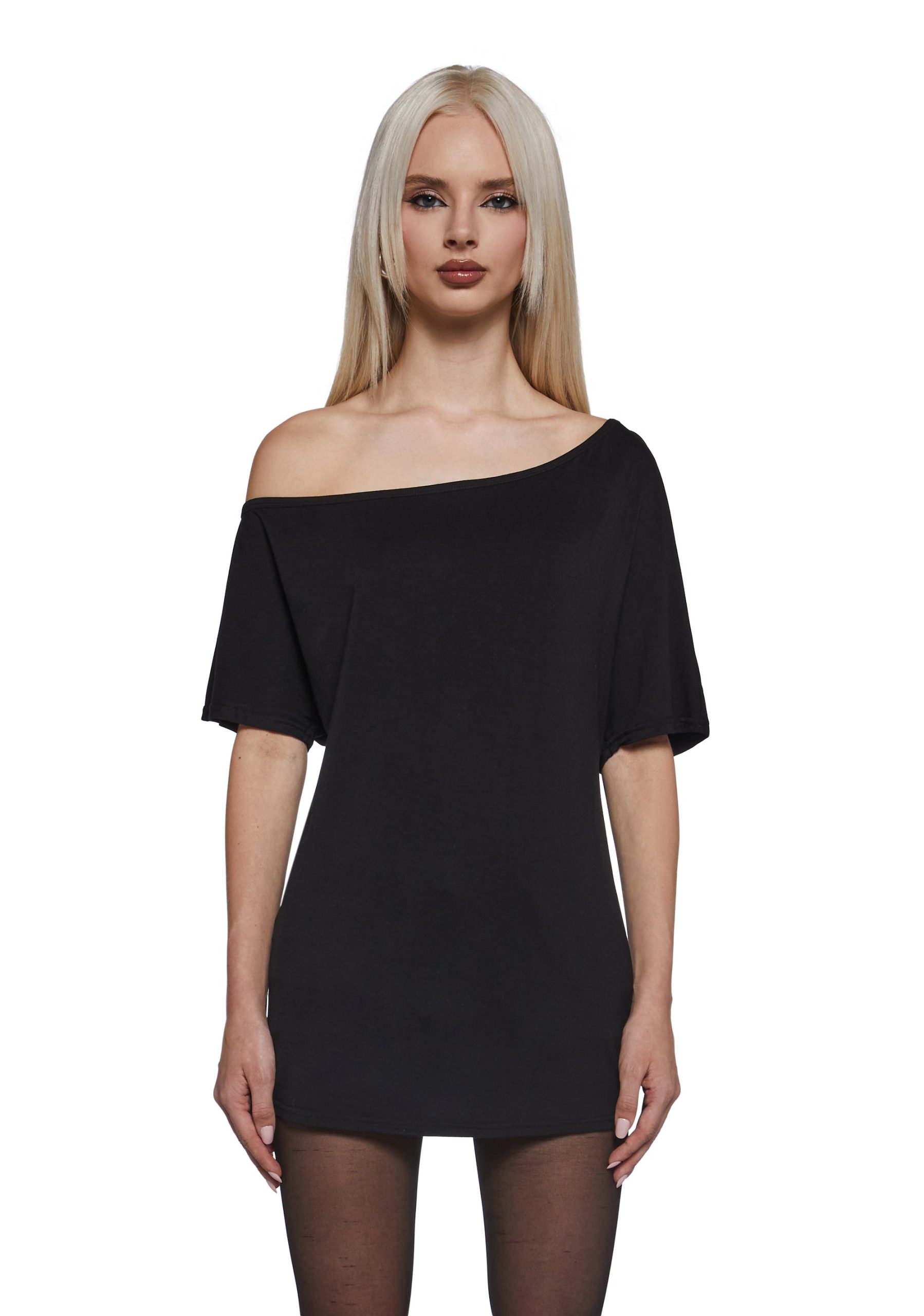 Flirting Over Oversized Tee - Black