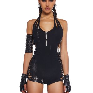 Endless Horizon Shredded Romper - Black