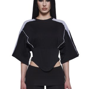 Team Player Corset T-Shirt - Black Washed