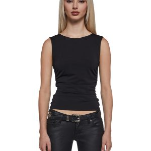 Elegant Turn Short Sleeve Top - Black