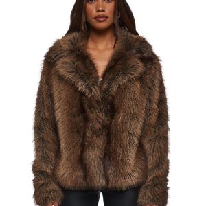 Melora Faux Fur Coat - Brown