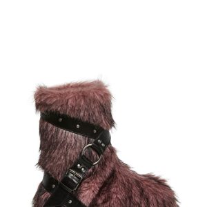 Low Wild Instincts Faux Fur Combat Boots - Pink