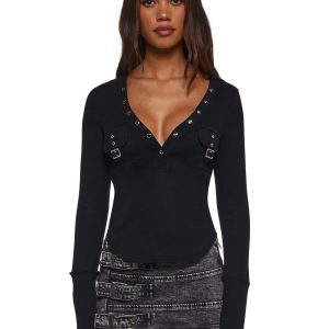 Brianna Long Sleeve Top - Black