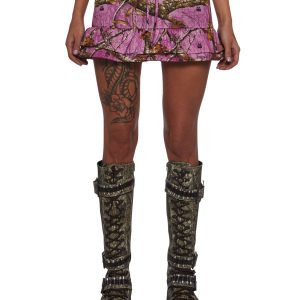Camo Ruffle Mini Skirt