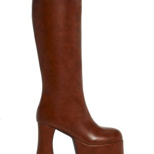 Retro Party Platform Boots - Brown