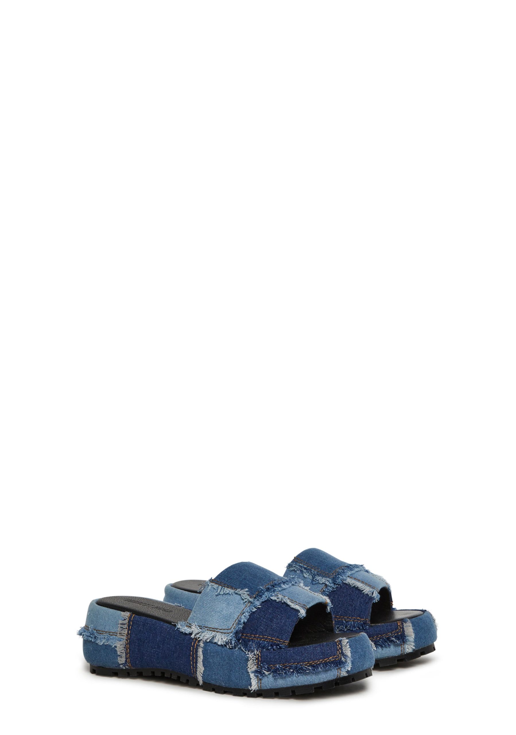 Patchwork Denim Slides - Image 3