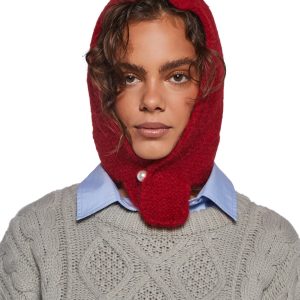 Fall Vibing Knit Hood - Red