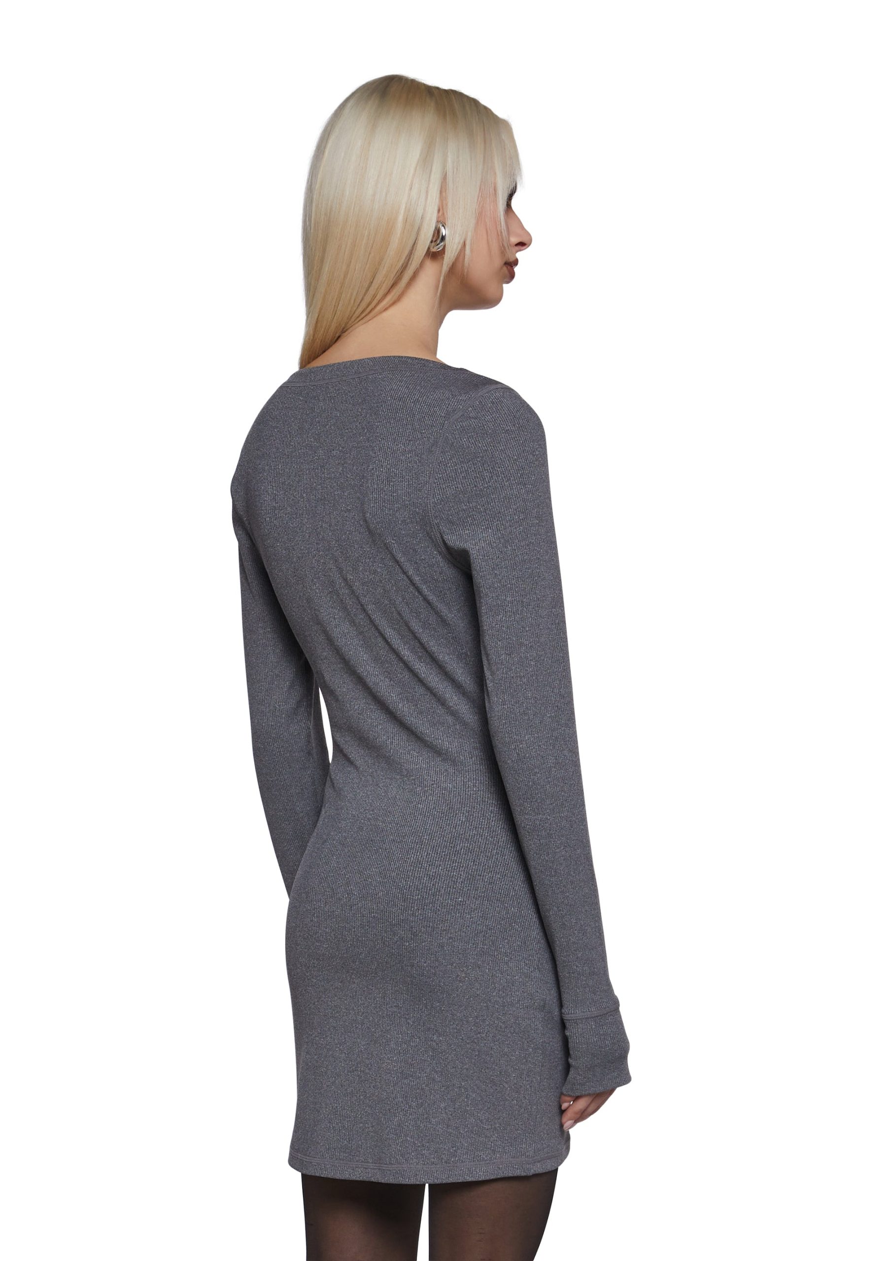Hearts Linked Henley Dress - Gray - Image 4