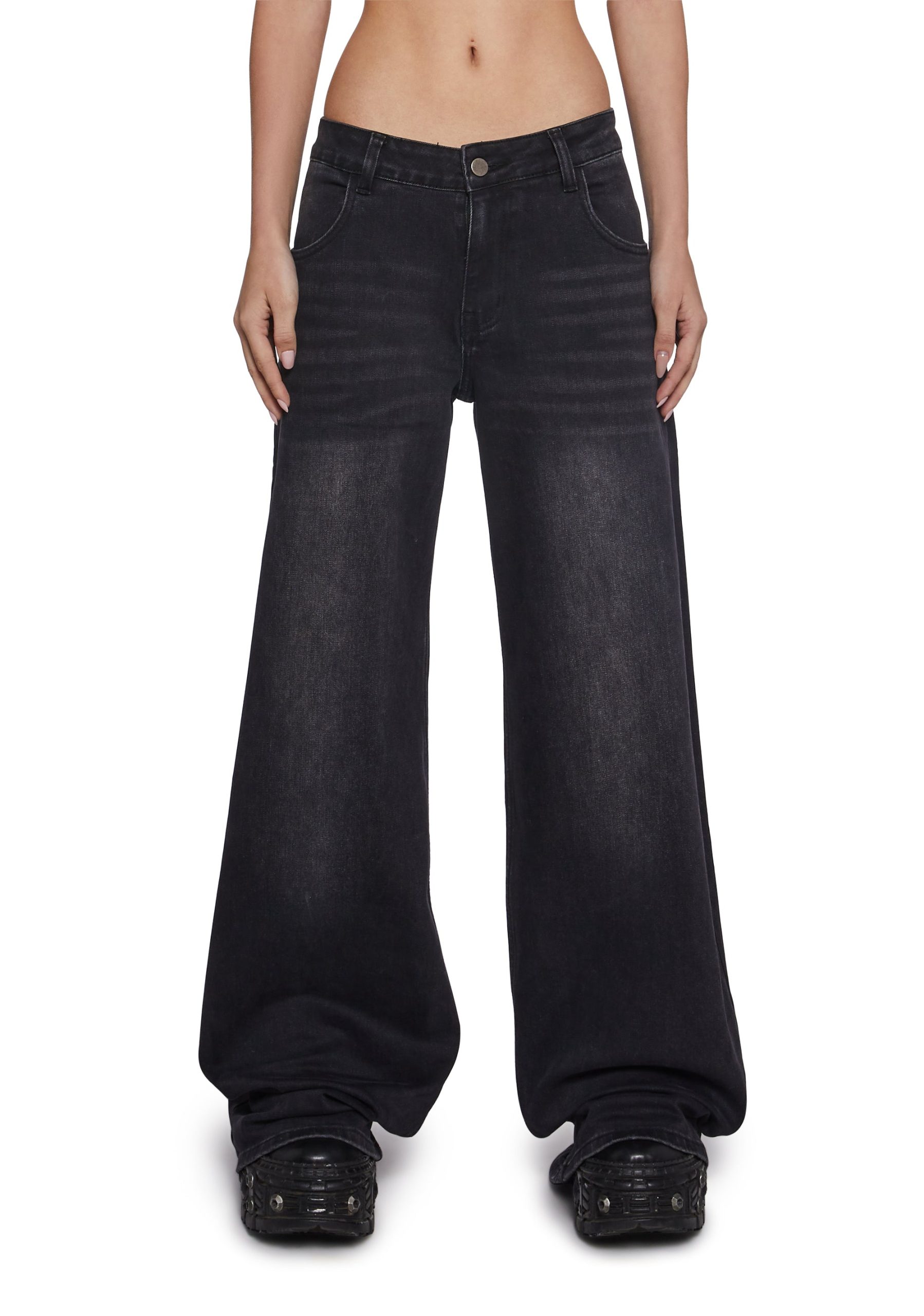 Sinful Attitude Wide Leg Jeans - Black Glitter - Image 5