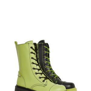 Devil Games Mismatched Combat Boots - Green