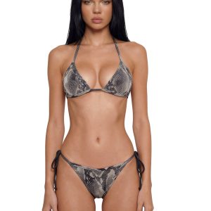 Exotic Isle Sequin Triangle Bikini Set - Black