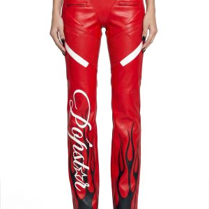 Hollywood Asymmetrical Moto Trousers - Red