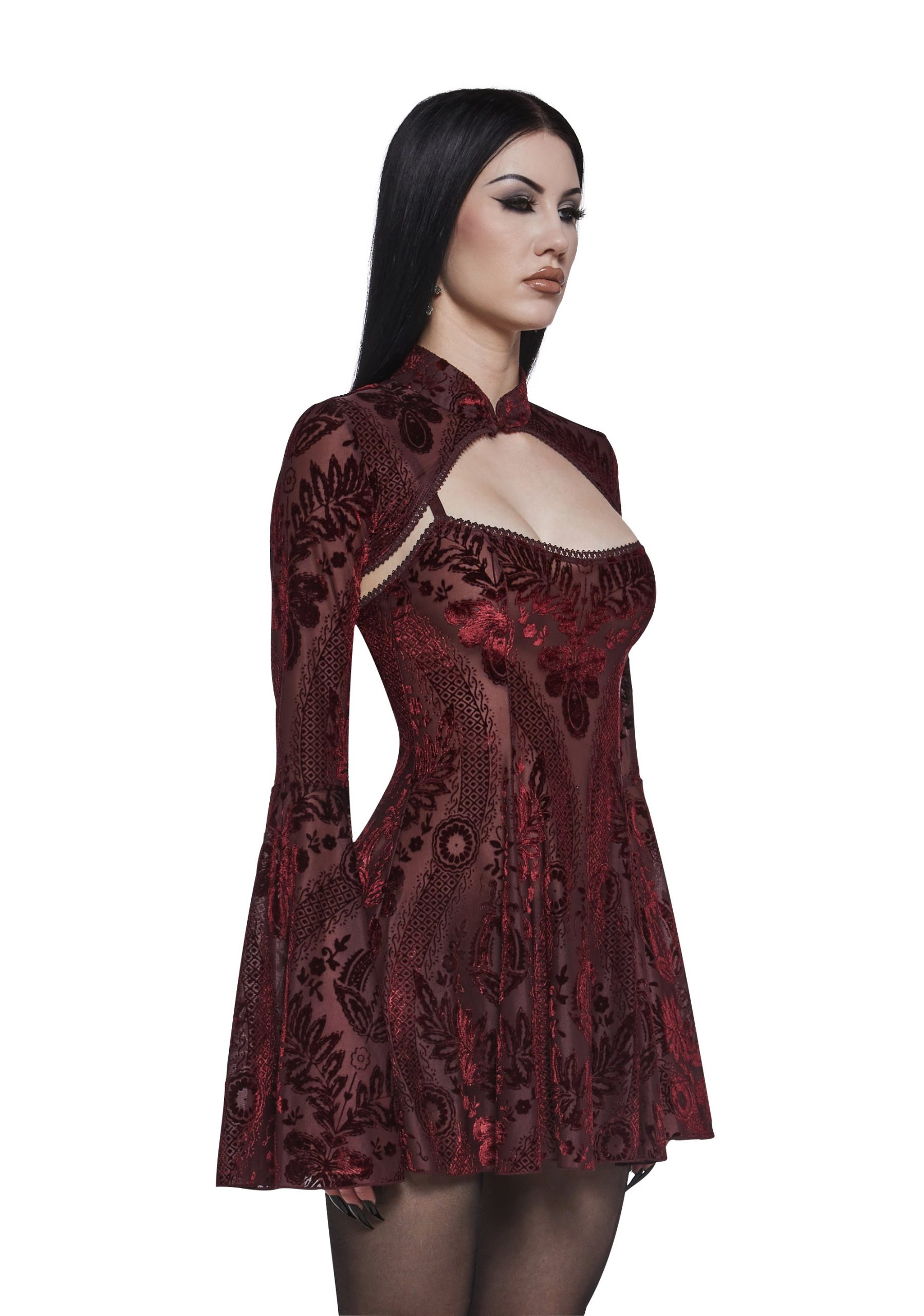 Druid's Sister Mini Dress And Shrug Set - Wine - Image 3