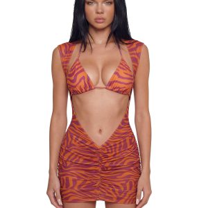 Wild Getaway Coverup Mini Dress - Pink/Orange