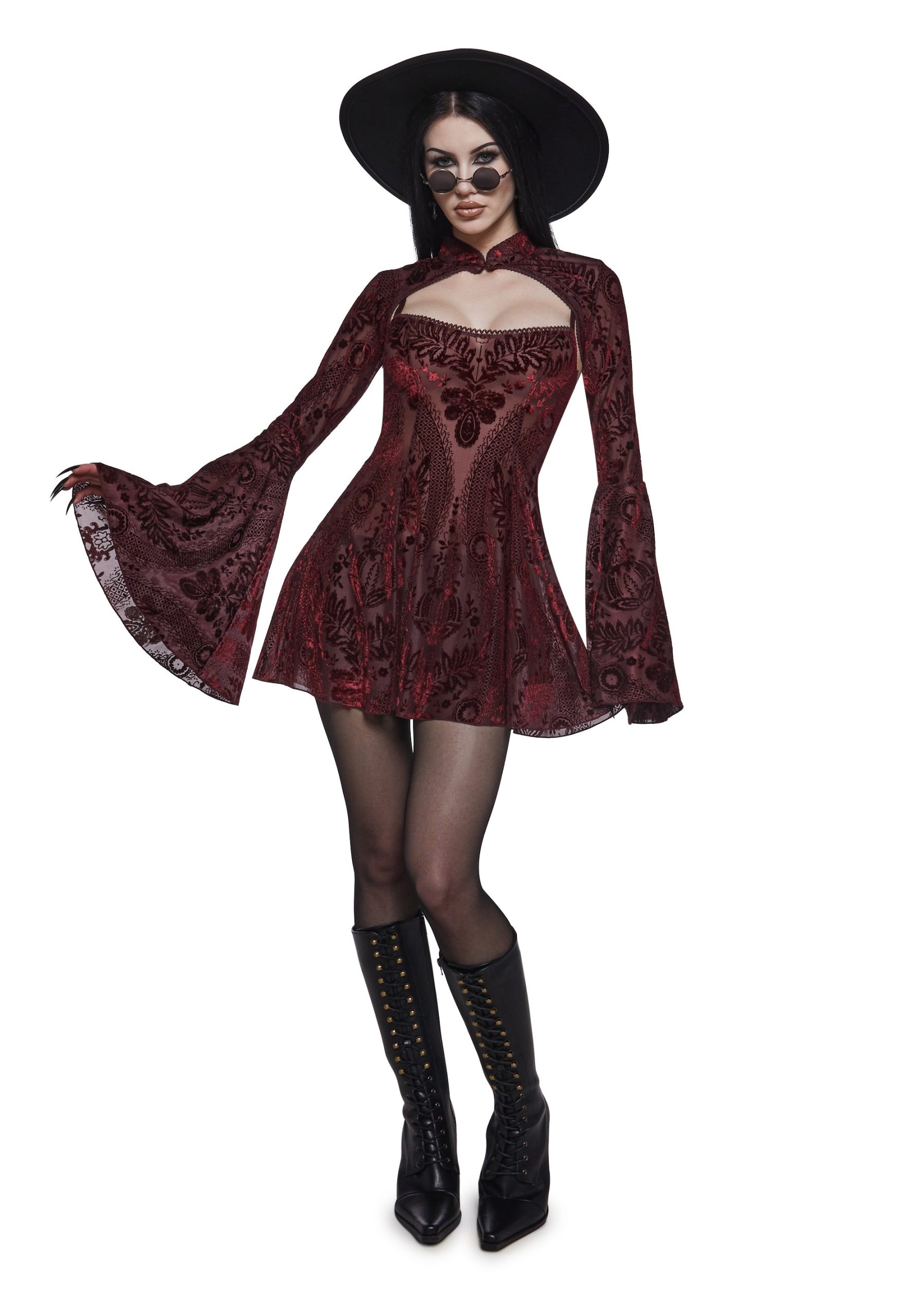 Druid's Sister Mini Dress And Shrug Set - Wine - Image 7