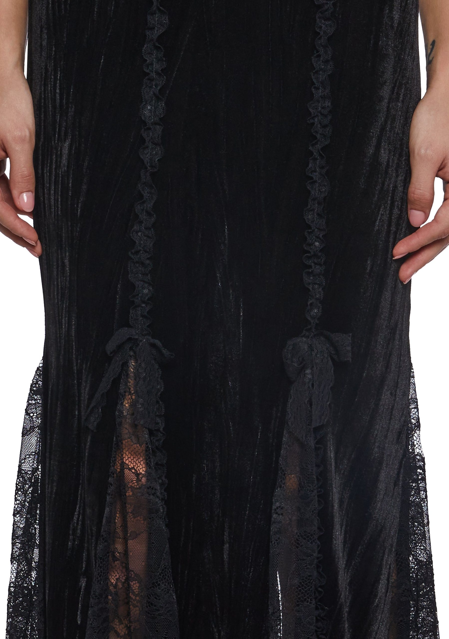 Velvet Maxi Dress With Rosettes - Image 9