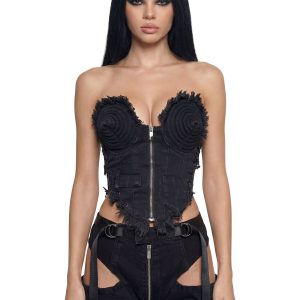 Denim Cone Corset - Black
