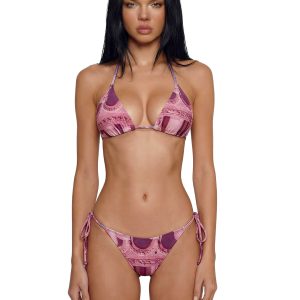 Poolside Cabana Triangle Bikini Set - Purple