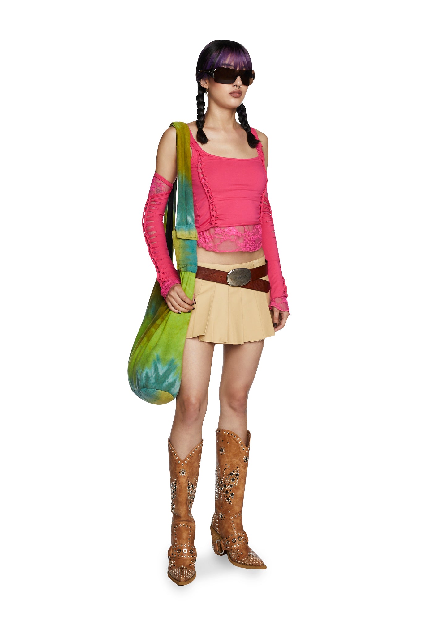 Alternative Spells Top And Gloves Set - Hot Pink - Image 2