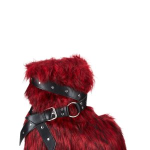Low Wild Instincts Faux Fur Combat Boots - Red