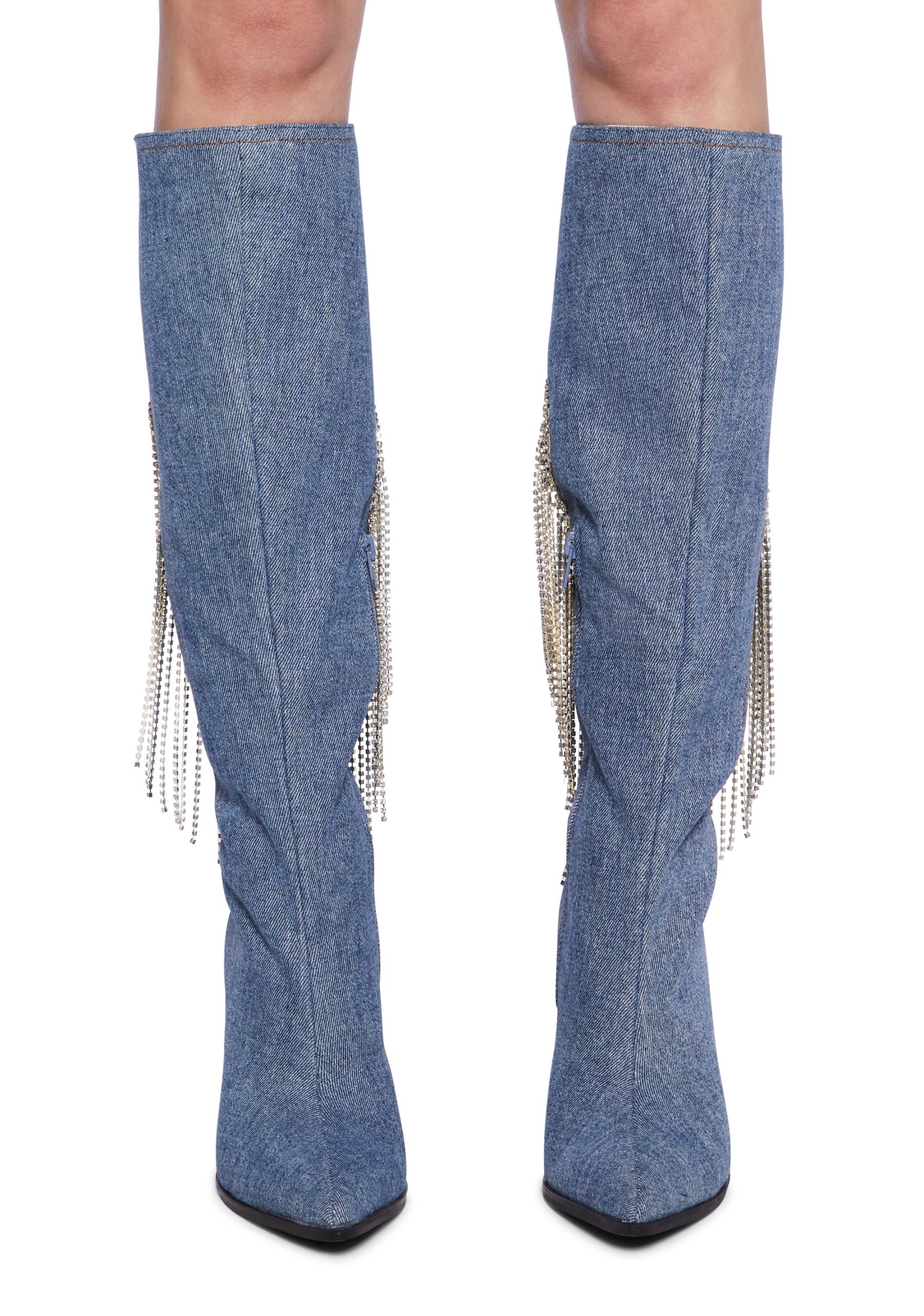 Jacqueline Heeled Boots - Denim - Image 5