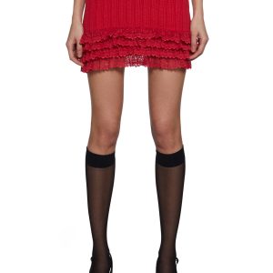 Mistletoe Moves Mini Skirt- Red