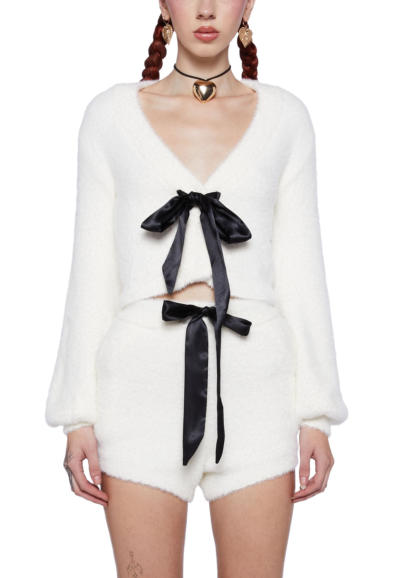 Swan Lake Affair Fuzzy Cardigan-White - Image 6