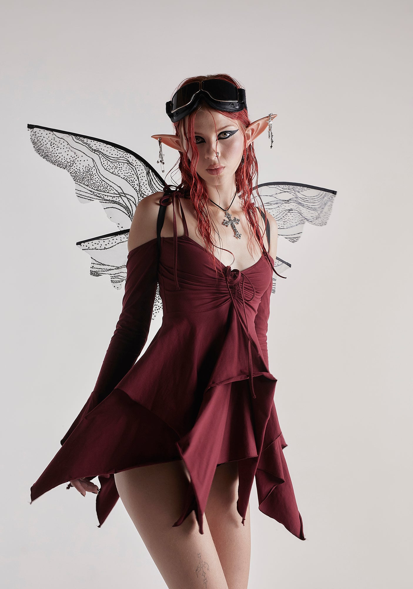 F is For Fairies Handkerchief Dress - Burgundy - Image 6