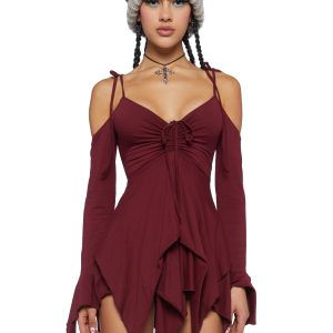 F is For Fairies Handkerchief Dress - Burgundy