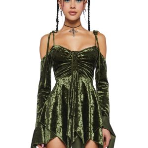 F is For Fairies Handkerchief Dress - Olive Velvet
