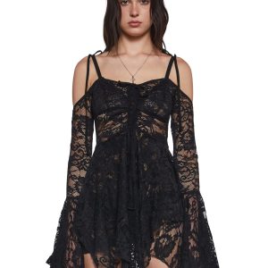F is For Fairies Handkerchief Dress - Black Lace
