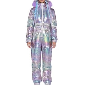 Aurora Beam Holographic Snowsuit - Lavender