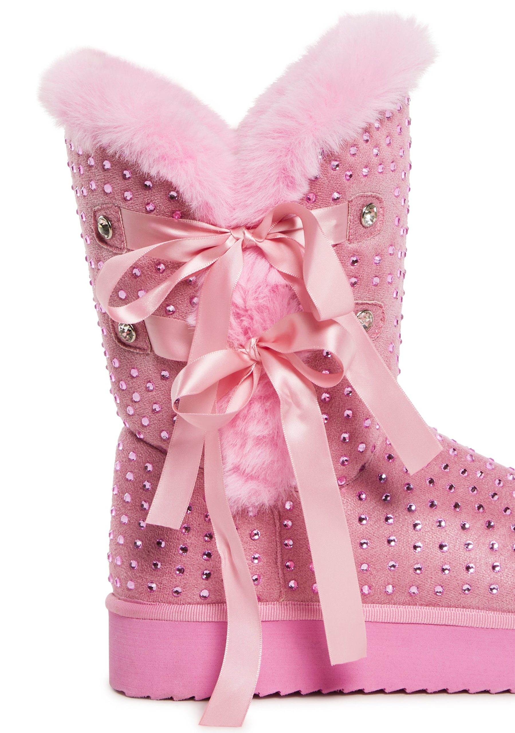 Snowflake Cadet Rhinestone Booties - Pink - Image 2